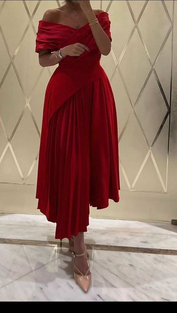 Chiffon Pleated Muslim Evening Dresses Off Shoulder A Line Prom Party Gowns
