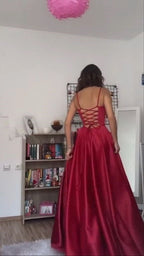 A Line Straps Floor Length Evening Gown Prom Dresses