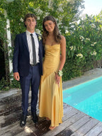 Popular Satin Spaghetti Straps Long Evening Prom Dresses        cg25062