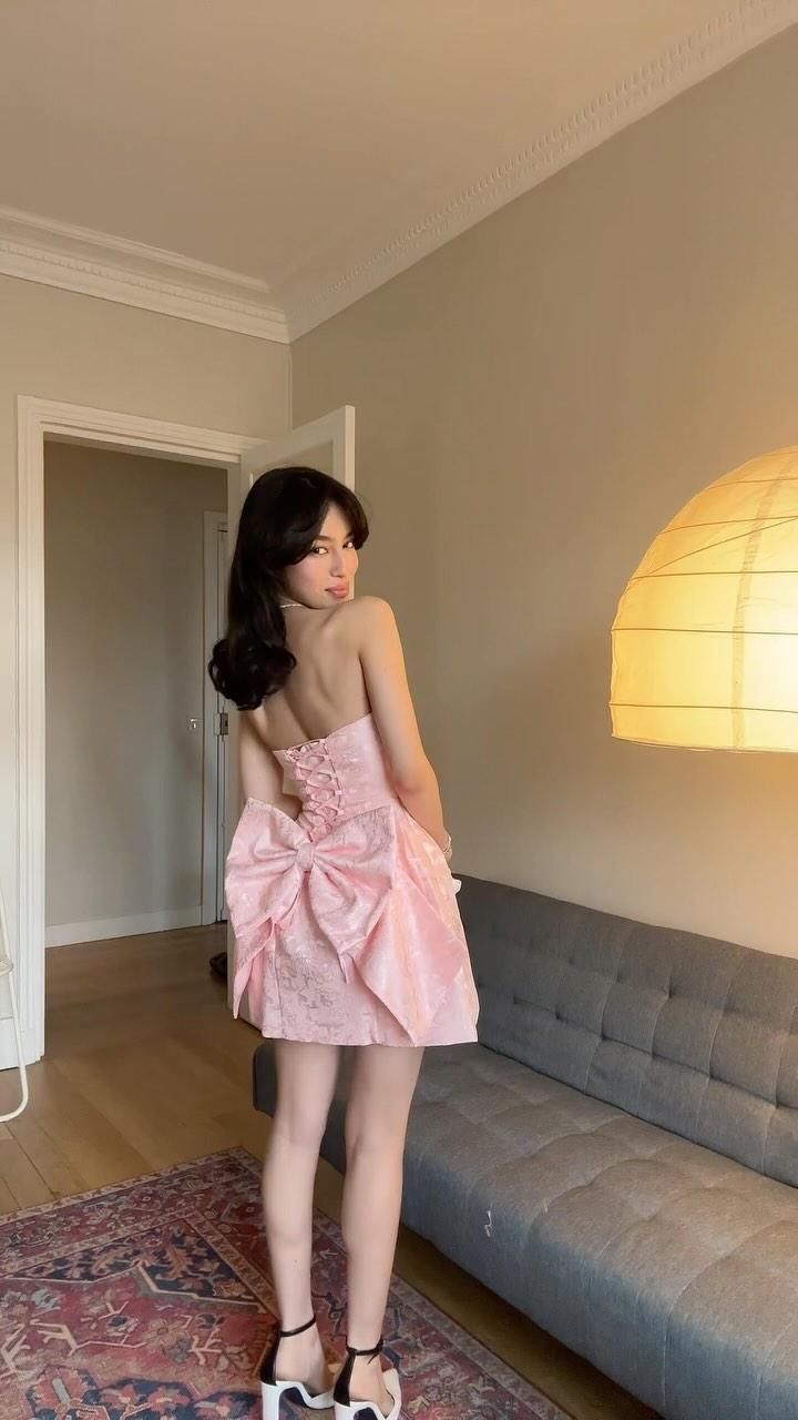 Pink Strapless Short Party Dress Homecoming Dress     cg25663