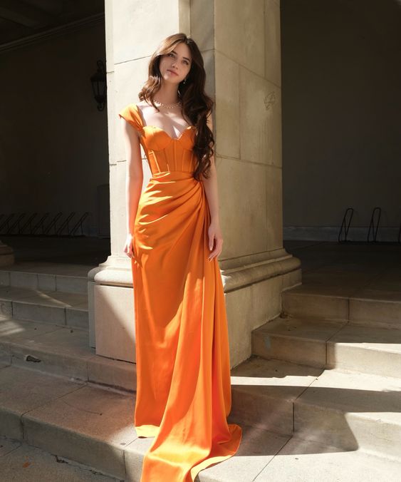 Elegant Orange Prom Dress Orange Formal Gown