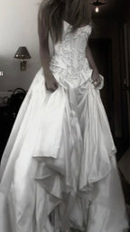 A Line Lace Up Back Strapless Wedding Dresses Simple Bridal Gowns Long Beautiful Bridal Gown