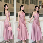 Pink One Shoulder Long Party Dress Evening Dress Prom Dresses     cg25680