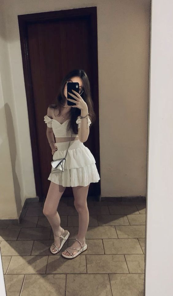 chic two piece white short homecoming dress short party gown