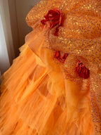 A Line Orange Prom Party Dresses Unique Long Evening Dress Vintage Princess Dress   cg25991