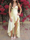 Yellow Evening Dress Sexy Prom Party Dress With Split    cg25643
