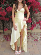Yellow Evening Dress Sexy Prom Party Dress With Split    cg25643