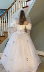 Classy tulle ball gown wedding dress 1980s princess style bridal gowns for women