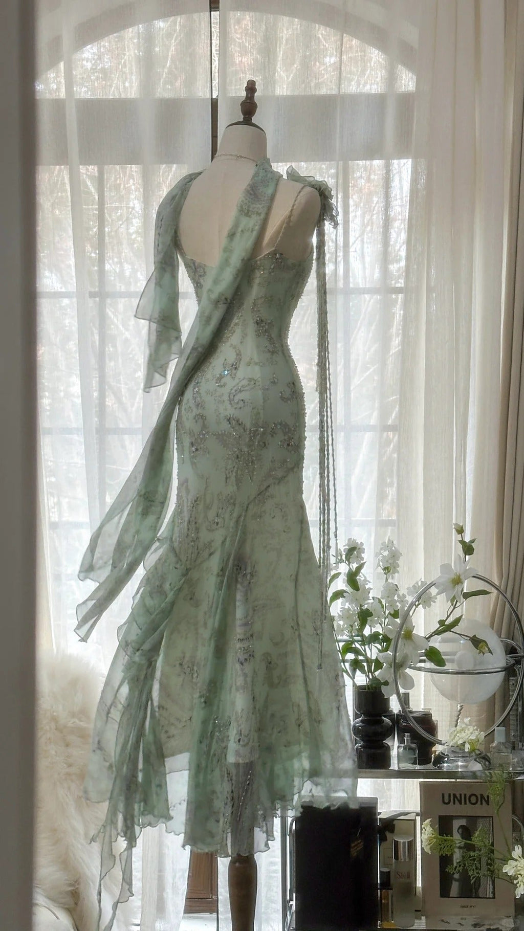 Vintage Evening Dresses, Sleeveless Green Party Gowns  cg25515