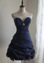 Retro Ball Gown Navy Blue Short Formal 8th Grade Homecoming Dresses Summer Middle School Hoco Dress 16th Birthday Outfits