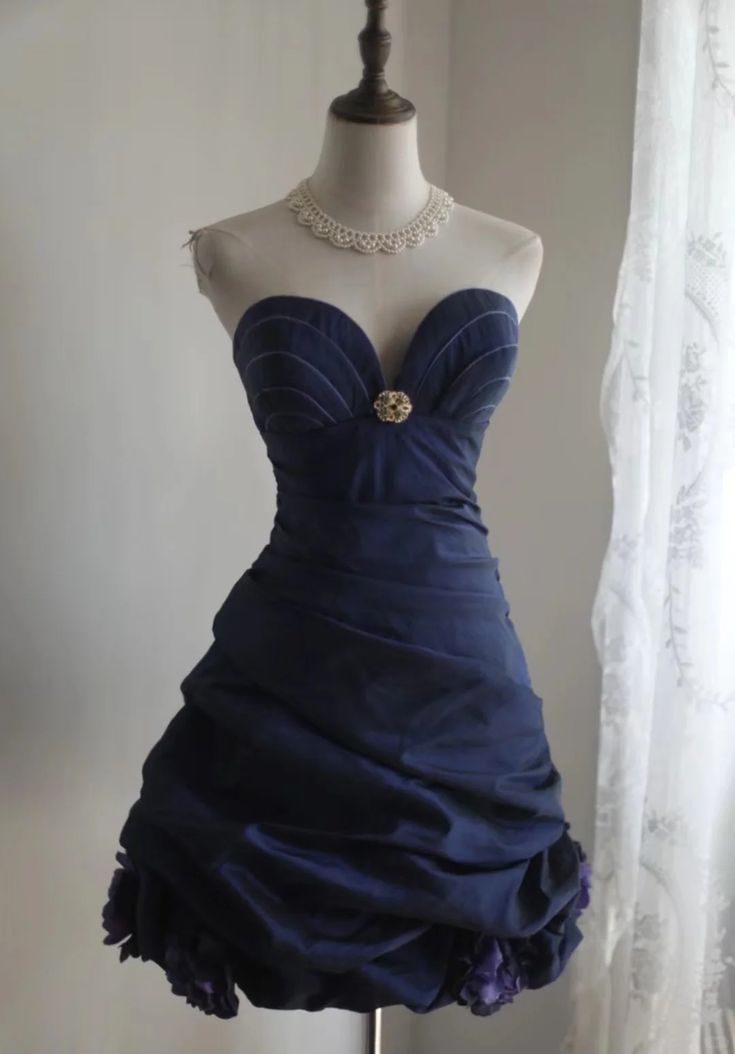 Retro Ball Gown Navy Blue Short Formal 8th Grade Homecoming Dresses Summer Middle School Hoco Dress 16th Birthday Outfits