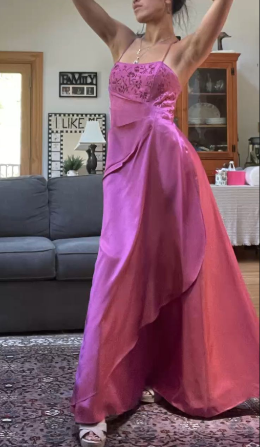 Gorgeous Pink A Line Beaded Prom Dress Long Evening Gown
