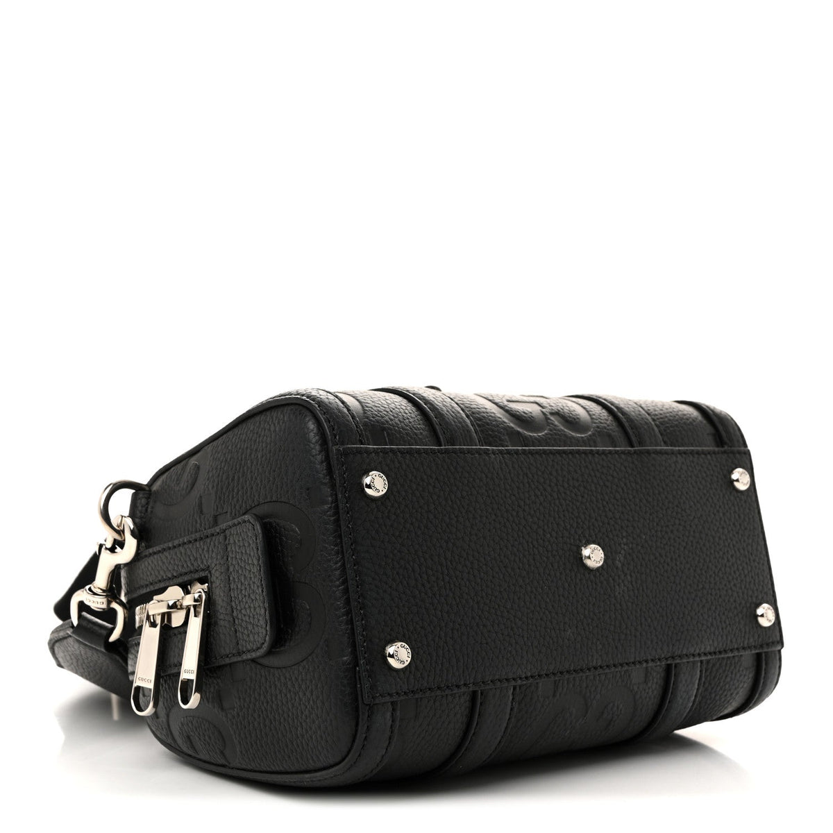 Piuma Calfskin Jumbo GG Embossed Mini Duffle Bag Black