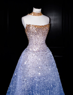 Gold And Blue Shiny Prom Party Dress 19th Birthday Outfit Evening Dress cg26341