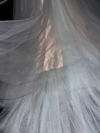 Champagne-colored satin halter-neck fitted long ball gown R6916