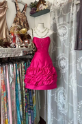 Rose pink strapless fitted waist tulip skirt short ball gown R7863
