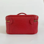 Chanel Red Caviar Leather Vanity Vintage Top Handle Bag