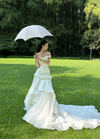 White one‑shoulder, waist‑cinched, slim‑fit, bodycon, sexy long prom dress R7983