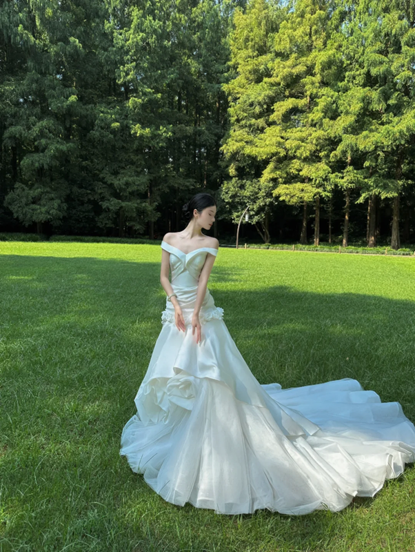White one‑shoulder, waist‑cinched, slim‑fit, bodycon, sexy long prom dress R7983
