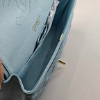CHANEL CLASSIC 11.12 HANDBAG GOLD TONE METAL LIGHT BLUE 30CM