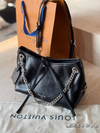 Louis Vuitton LV Black Tote Bag Slidable Metal Chain 26x17cm