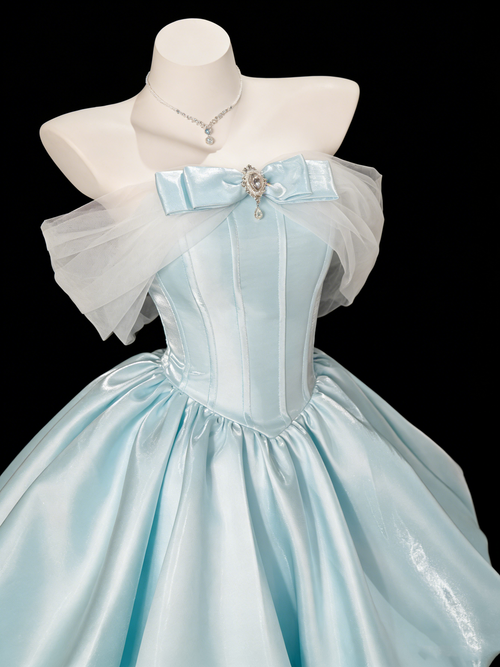 Classy Off The Shoulder Blue Satin A Line Short 7th Grade Homecoming Dress Birthday Dress SP1934