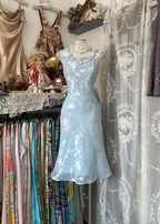Light blue sleeveless fitted midi ball gown R7866