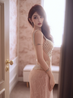 Light pink halter-neck fitted waist bodycon sexy long ball gown R7080