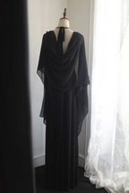 Black halter-neck waist-cinching backless sexy long prom dress R7947
