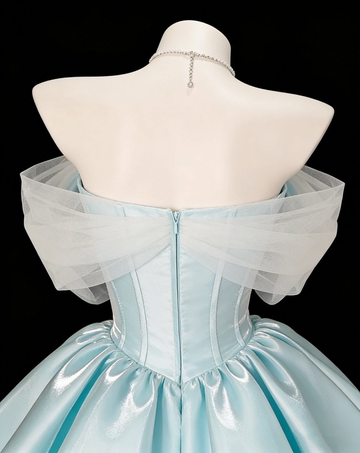 Classy Off The Shoulder Blue Satin A Line Short 7th Grade Homecoming Dress Birthday Dress SP1934