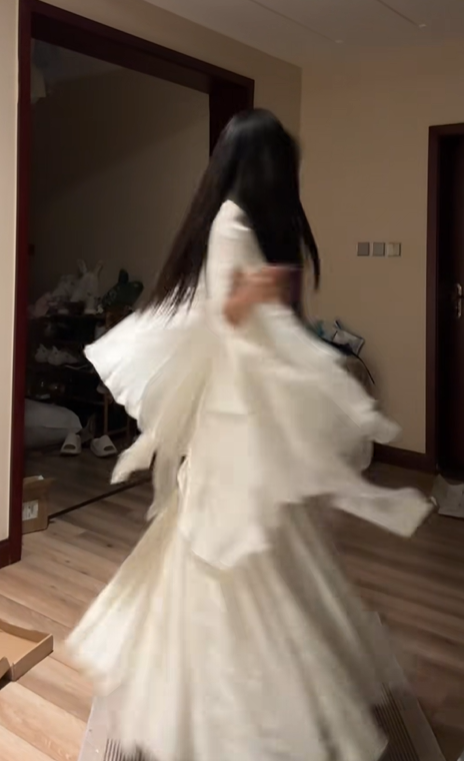 White sleeveless fitted long ball gown with Chinese-style collar R7599
