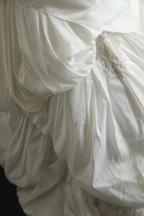 White strapless waist-cinching slim-fit ruched ballgown long prom dress R7949
