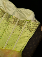 Light green strapless rhinestone high-waisted elegant fairy long ball gown R6962