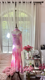 Light pinkish purple halter-neck fitted fishtail long ball gown R7791