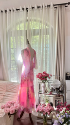 Light pinkish purple halter-neck fitted fishtail long ball gown R7791