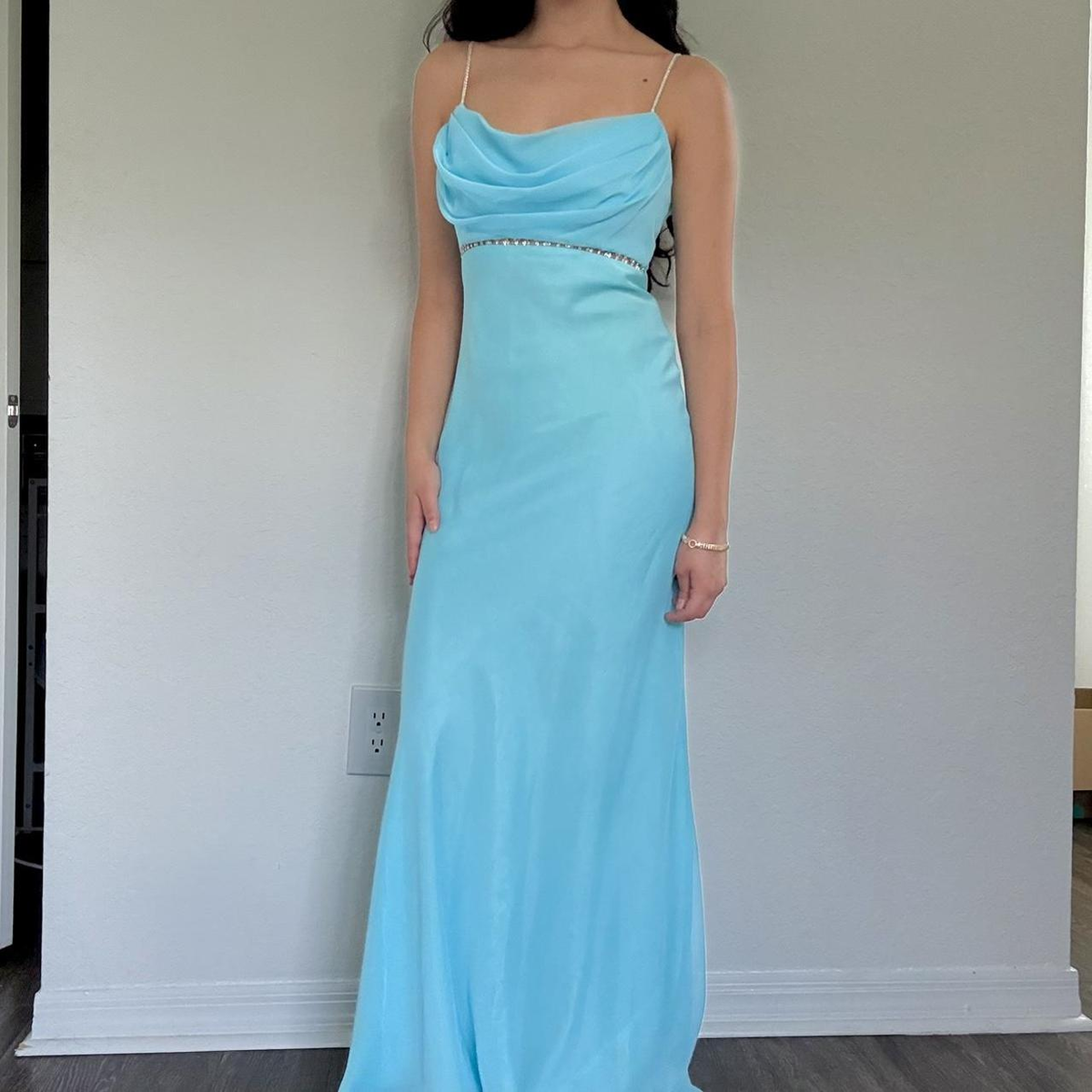 Classy Spaghetti Straps Beaded Satin Chiffon Mermaid Party Dress Long Prom Gowns SP444