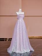 Light purple strapless, fitted A-line long ball gown/bridal dress R8423
