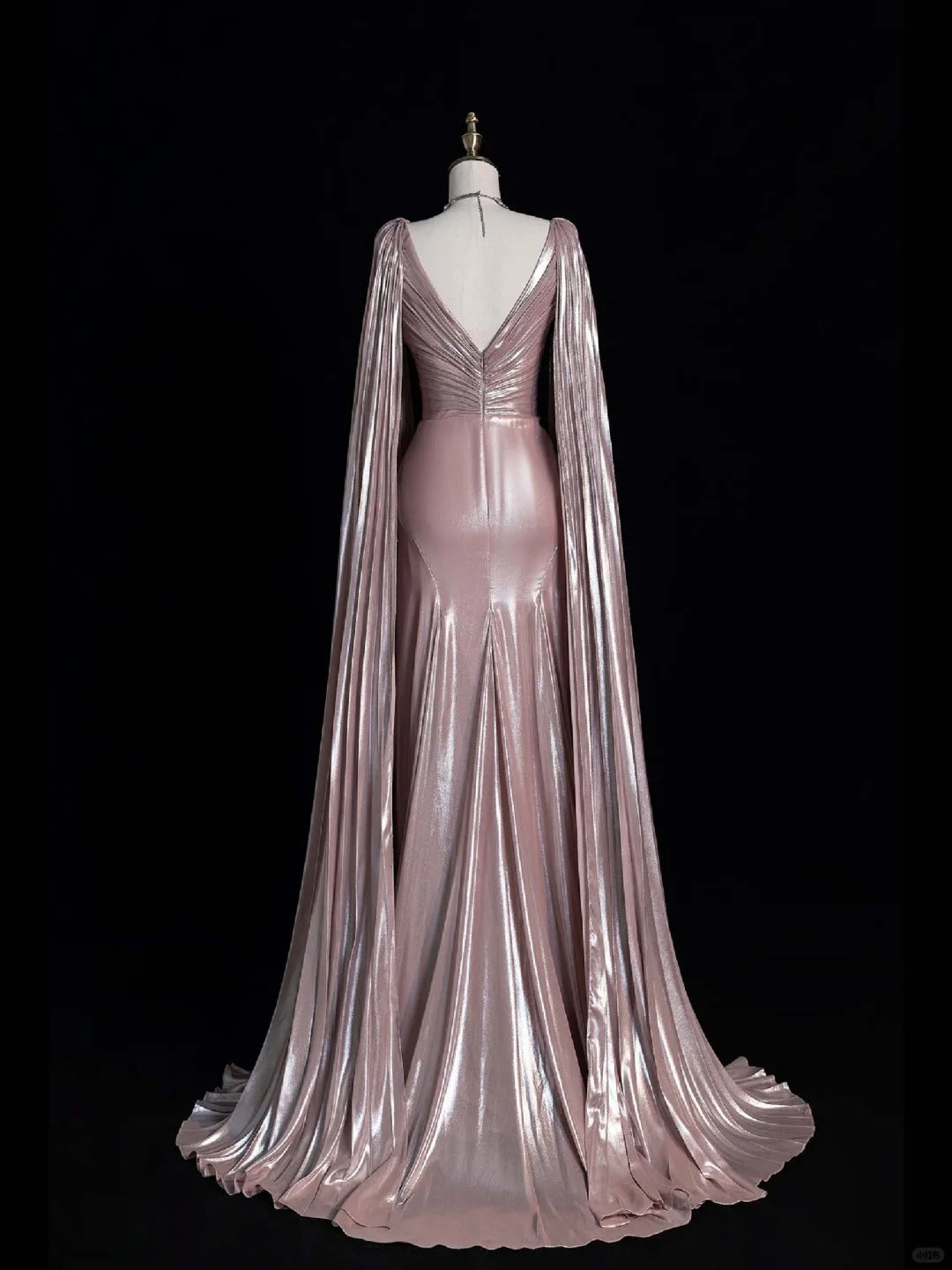Luxury A line Evening Prom Dress Long Sleeve V neck Shiny Custom Made Party Gowns