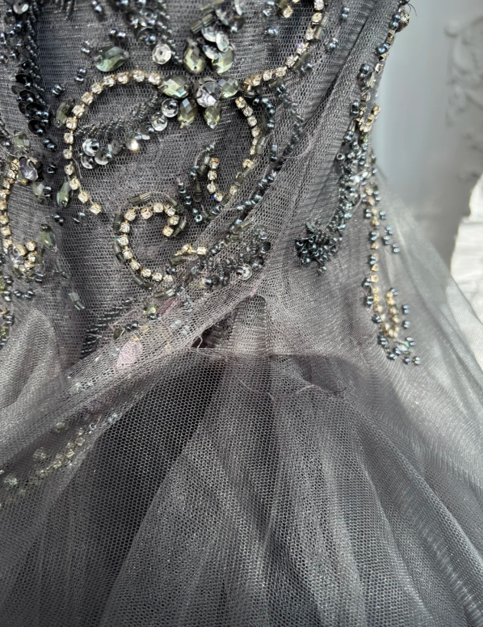 Fashion V Neck Black Tulle Beaded Mermaid Long Wedding Guest Dress Formal Birthday Party Dress Prom Gown  SP1451