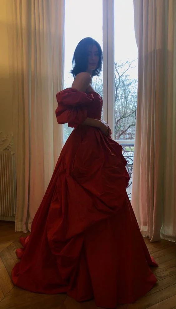 Stunning Ball Gown Off The Shoulder Long Burgundy Prom Dress Birthday Outfits