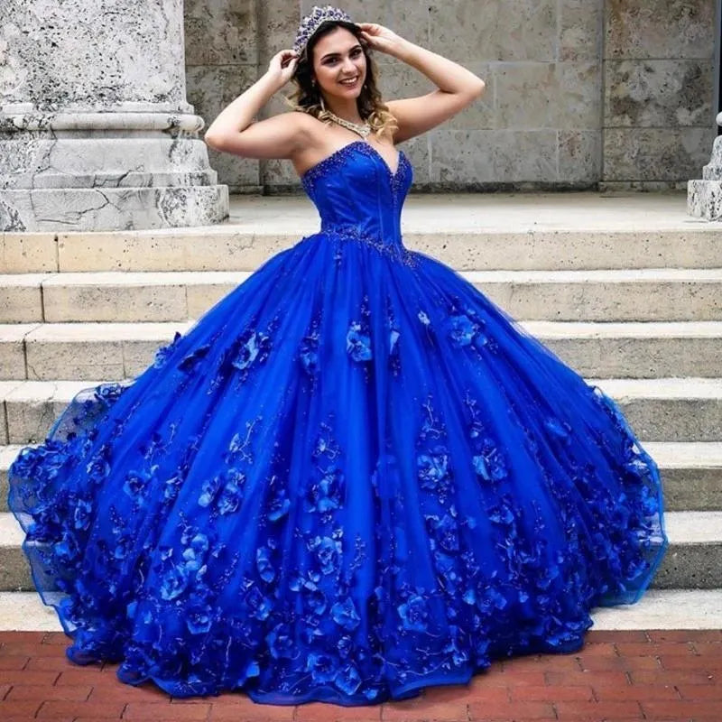 Royal Blue Quinceanera Dress Ball Gown  With Appliques Sweet 16 Dress c2561