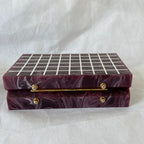 L’AFSHAR Burgundy Marble Striped Box Clutch