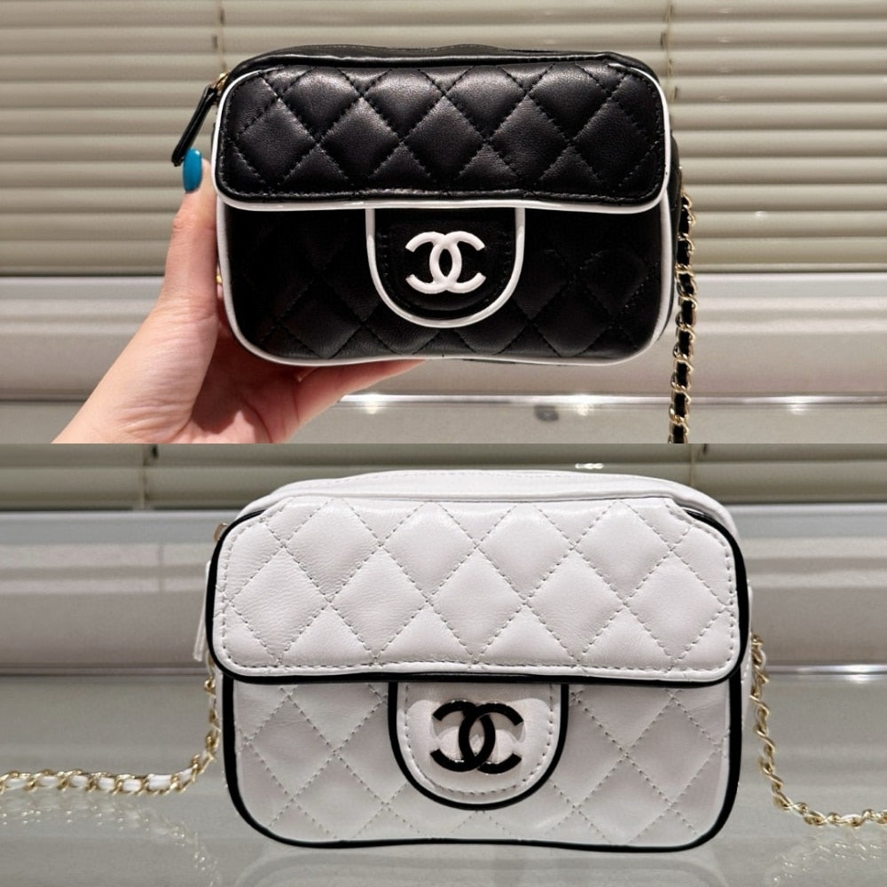 CHANEL CLUTCH WITH CHAIN BLACK AND WHITE 18CM  AP4512 B19460 NAFJO