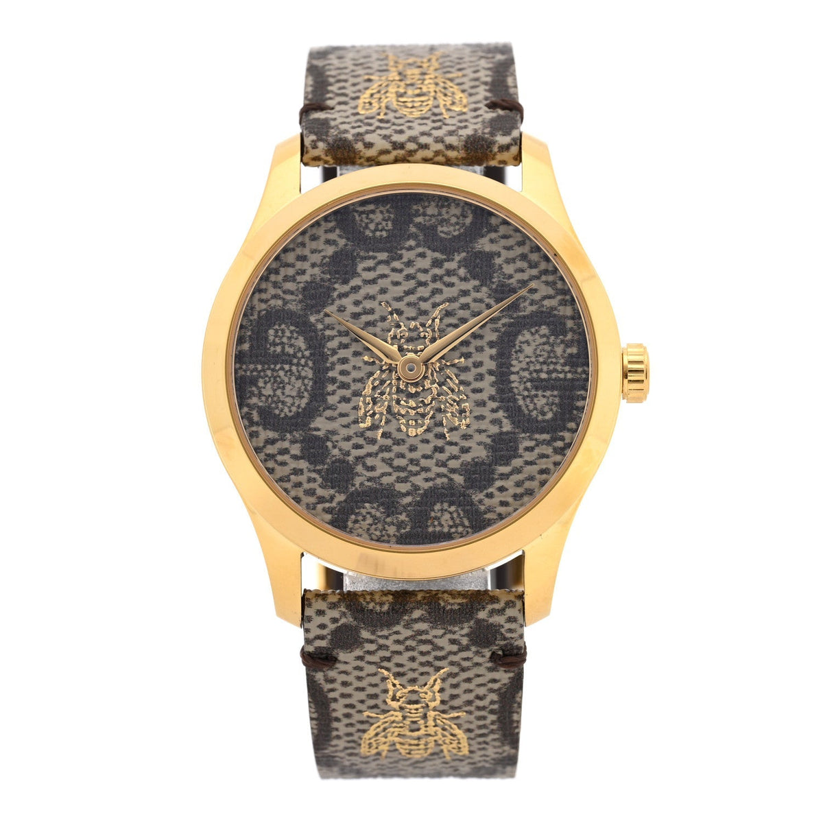 Stainless Steel Canvas 38mm G-Timeless GG Supreme Bee Quartz Watch Brown