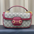 GUCCI HORSEBIT 1955 SOFT SMALL TOP HANDLE BAG ROSSO ANCORA RED 22CM 815206 FAD6M 8759