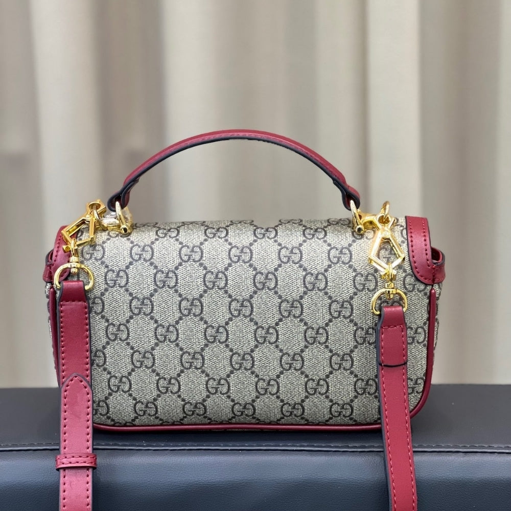 GUCCI HORSEBIT 1955 SOFT SMALL TOP HANDLE BAG ROSSO ANCORA RED 22CM 815206 FAD6M 8759