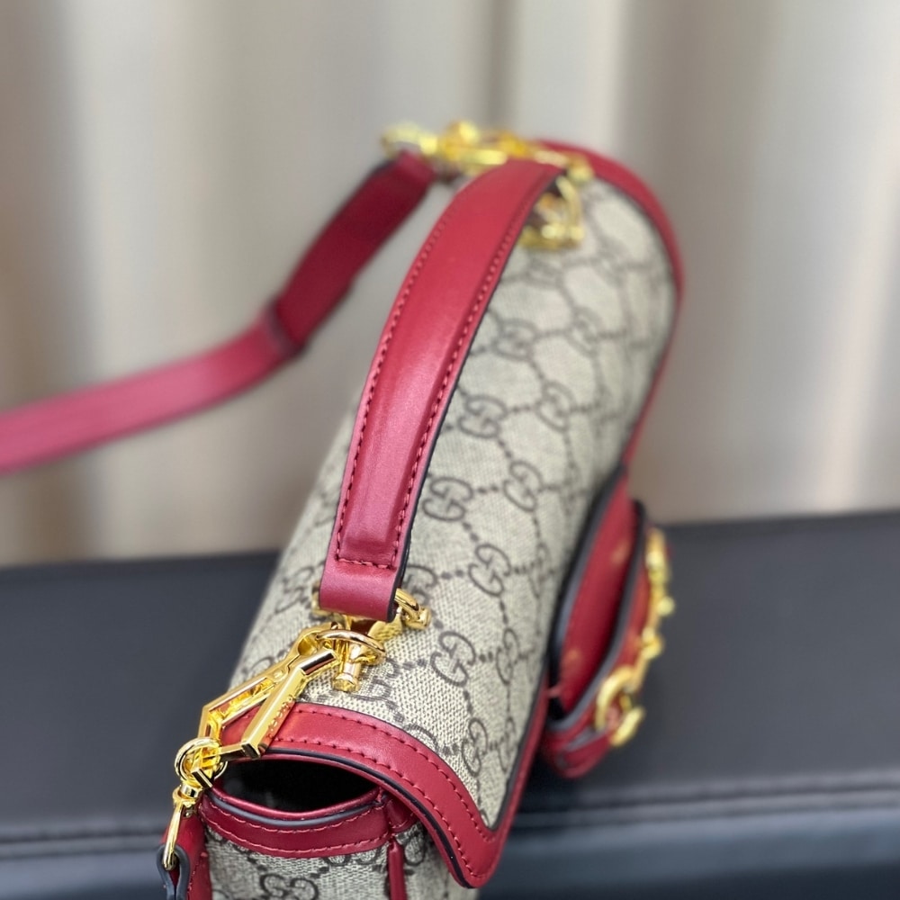 GUCCI HORSEBIT 1955 SOFT SMALL TOP HANDLE BAG ROSSO ANCORA RED 22CM 815206 FAD6M 8759