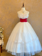 White Strapless Waist-Cinched Puff-Skirt Ball Gown & Bridal Gown R7400