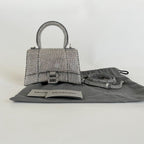 Balenciaga Hourglass XS Top Handle Bag in Rhinestones Suede Calfskin