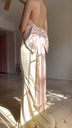 Classy Strapless Mermaid Long Prom Dress Evening Dress With Bow Y8499